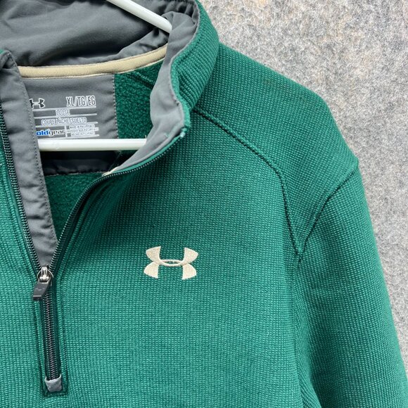 Under Armour Sweater Men Extra Large Adult Green Loose Coldgear Jacket UA Vtg - Picture 7 of 12